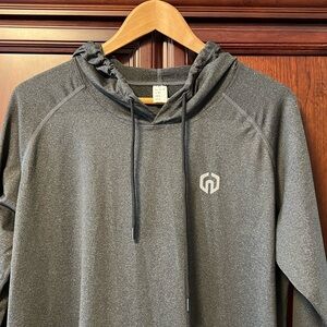 Like New Super Cool😎 Gray Pullover Hoodie Long Sleeve Stretch Fleece Sportswear